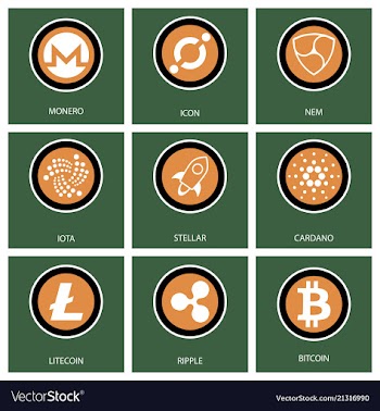 Big set of crypto currency logo coins lumens vector image