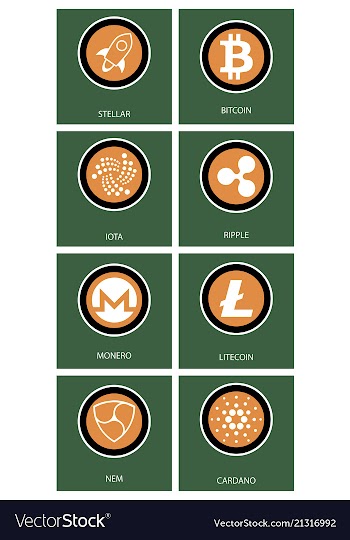 Big set of crypto currency logo coins lumens vector image