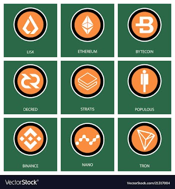 Big set of crypto currency logo coins lumens vector image