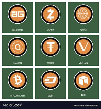Big set of crypto currency logo coins lumens vector image