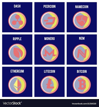 Big set of crypto currency logo coins lumens vector image
