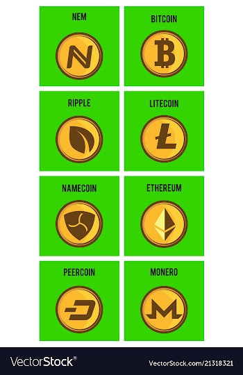 Big set of crypto currency logo coins lumens vector image