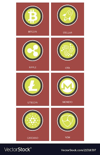 Big set of crypto currency logo coins lumens vector image