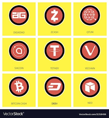 Big set of crypto currency logo coins lumens vector image