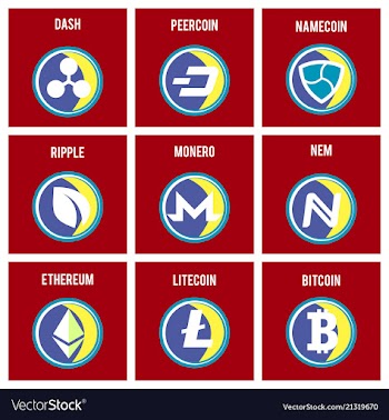 Big set of crypto currency logo coins lumens vector image