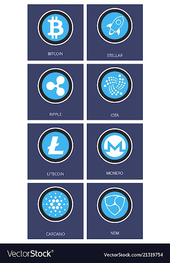 Big set of crypto currency logo coins lumens vector image