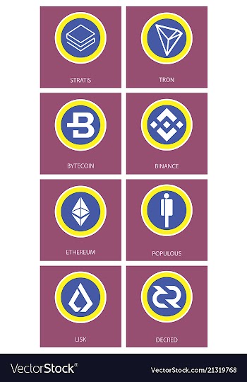 Big set of crypto currency logo coins lumens vector image