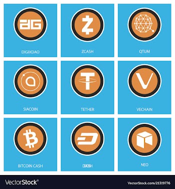 Big set of crypto currency logo coins lumens vector image