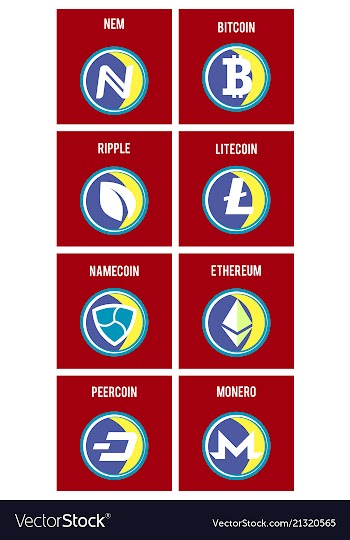 Big set of crypto currency logo coins lumens vector image