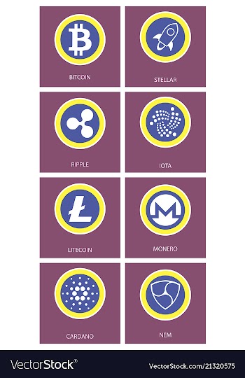 Big set of crypto currency logo coins lumens vector image