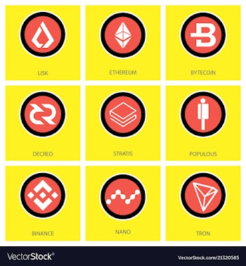 Big set of crypto currency logo coins lumens vector image