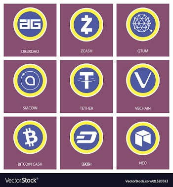 Big set of crypto currency logo coins lumens vector image