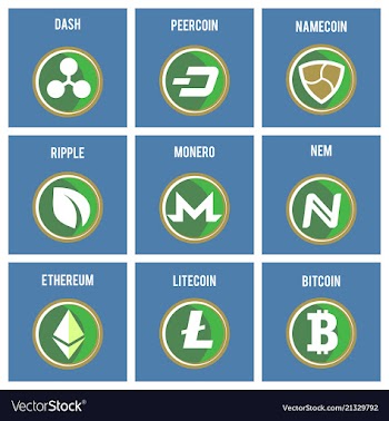 Big set of crypto currency logo coins lumens vector image