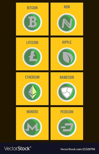 Big set of crypto currency logo coins lumens vector image