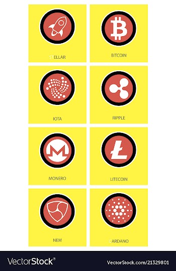Big set of crypto currency logo coins lumens vector image