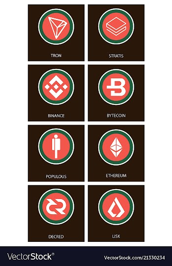 Big set of crypto currency logo coins lumens vector image