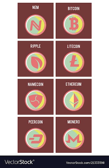 Big set of crypto currency logo coins lumens vector image