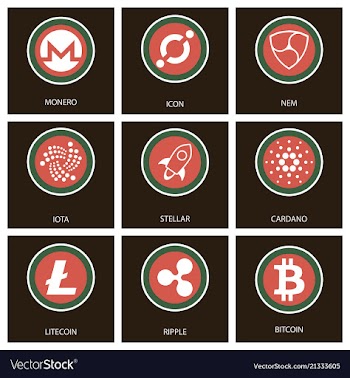 Big set of crypto currency logo coins lumens vector image