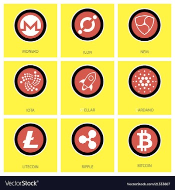 Big set of crypto currency logo coins lumens vector image