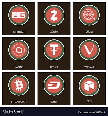 Big set of crypto currency logo coins lumens vector image