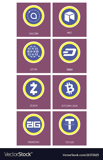 Big set of crypto currency logo coins lumens vector image