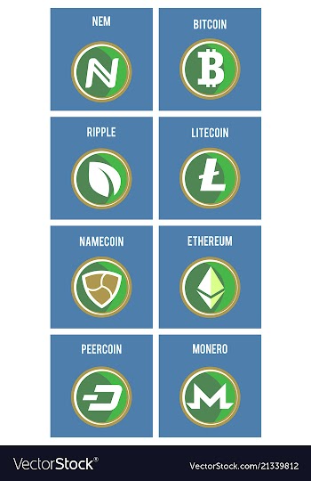 Big set of crypto currency logo coins lumens vector image