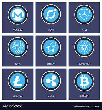 Big set of crypto currency logo coins lumens vector image