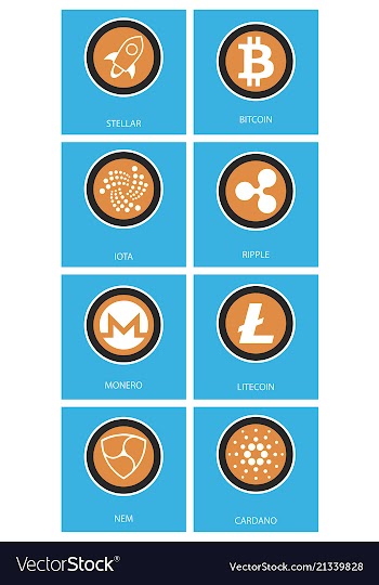 Big set of crypto currency logo coins lumens vector image