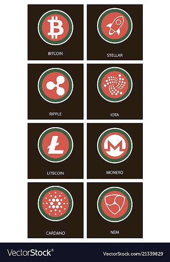 Big set of crypto currency logo coins lumens vector image