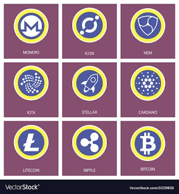 Big set of crypto currency logo coins lumens vector image