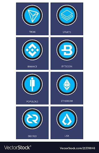 Big set of crypto currency logo coins lumens vector image