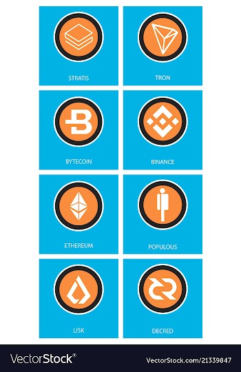 Big set of crypto currency logo coins lumens vector image