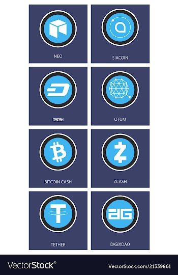 Big set of crypto currency logo coins lumens vector image