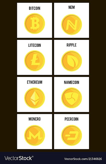 Big set of crypto currency logo coins lumens vector image