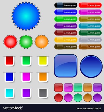 Big set of different colored buttons Trendy modern vector image