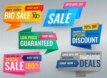 Big set of sale promotional banner and tags Free Vector