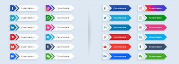 Big set of social media lower third Free Vector