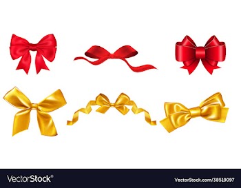 big set red and dold gift bows with ribbons