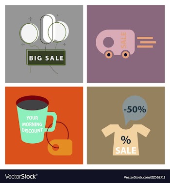 Big super sale promotional set emblems in shape vector image