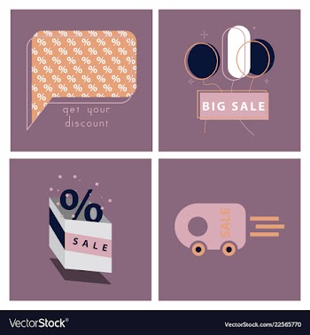 Big super sale promotional set emblems in shape vector image