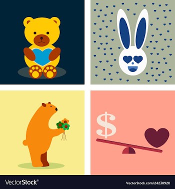Big valentines day set with cute funny animals vector image