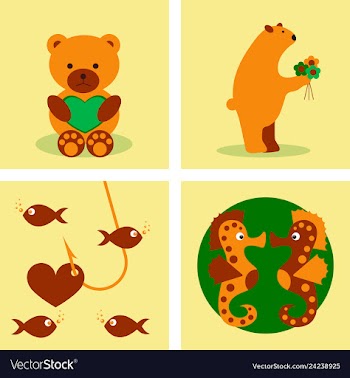Big valentines day set with cute funny animals vector image