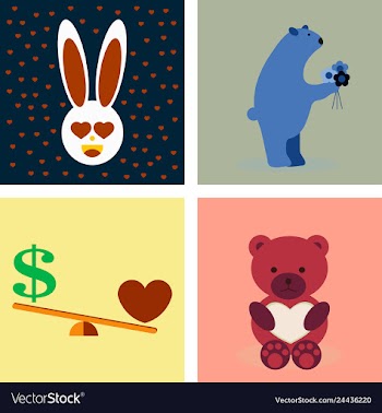Big valentines day set with cute funny animals vector image