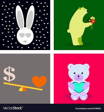 Big valentines day set with cute funny animals vector image