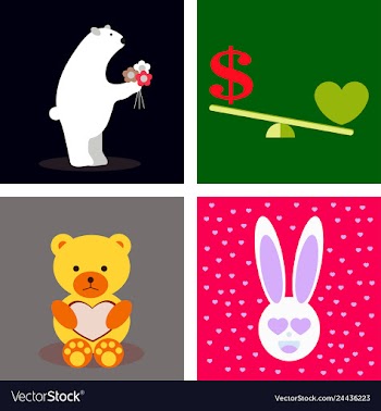 Big valentines day set with cute funny animals vector image