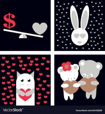 Big valentines day set with cute funny animals vector image