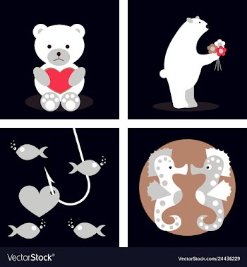Big valentines day set with cute funny animals vector image