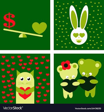 Big valentines day set with cute funny animals vector image