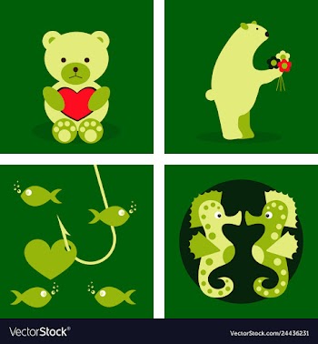 Big valentines day set with cute funny animals vector image