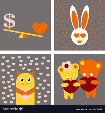 Big valentines day set with cute funny animals vector image